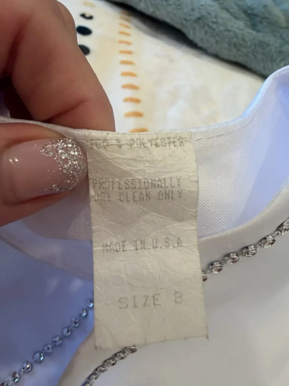 Girls White Satin Communion Bolero Jacket with Rhinestone Trim Size 8
